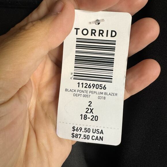 Torrid Studio Luxe black Ponte Peplum stretch Blazer jacket size 2X NWT - Picture 6 of 10